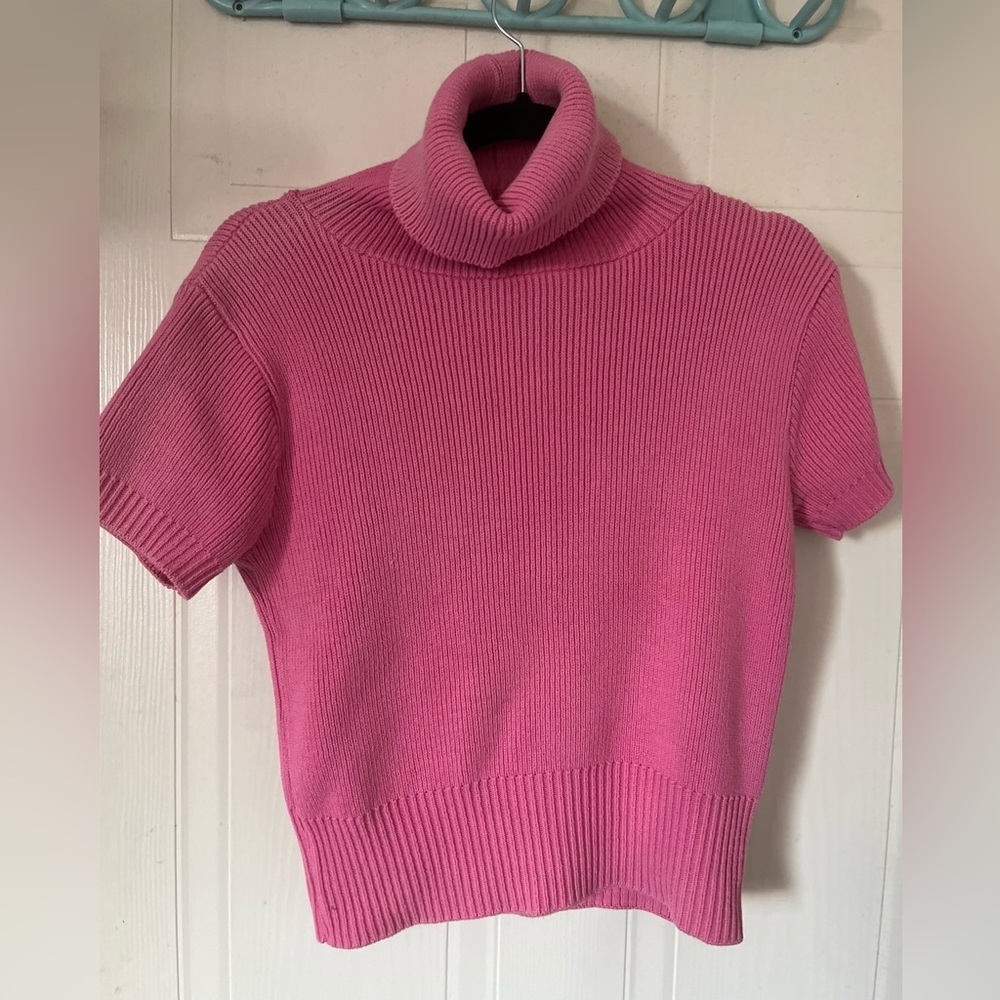 Vintage 90s SAKS Fifth Avenue Folio Collection Pink Knit Turtleneck Sweater Top